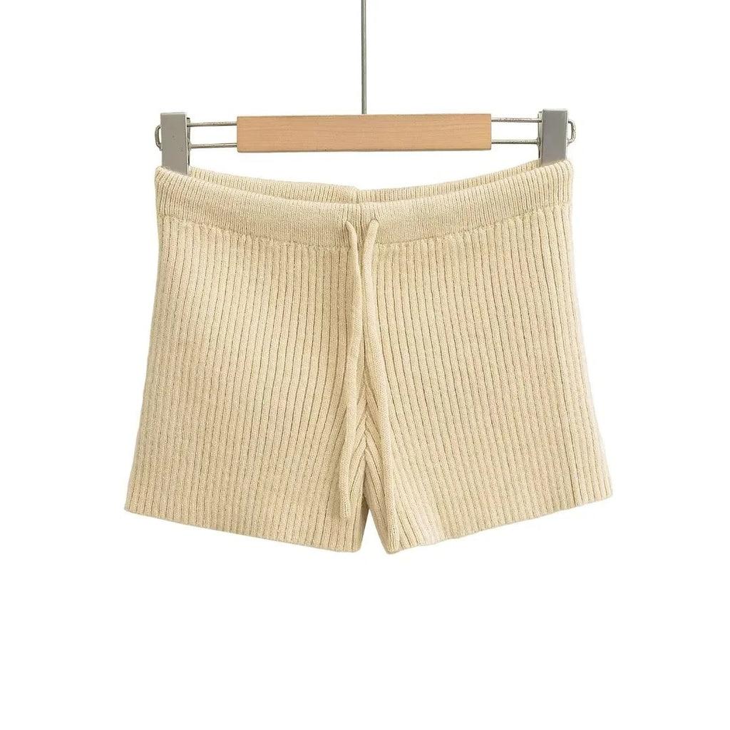 Women’s High-Waist Knit Shorts – Elastic Waist Wide Leg Casual Shorts