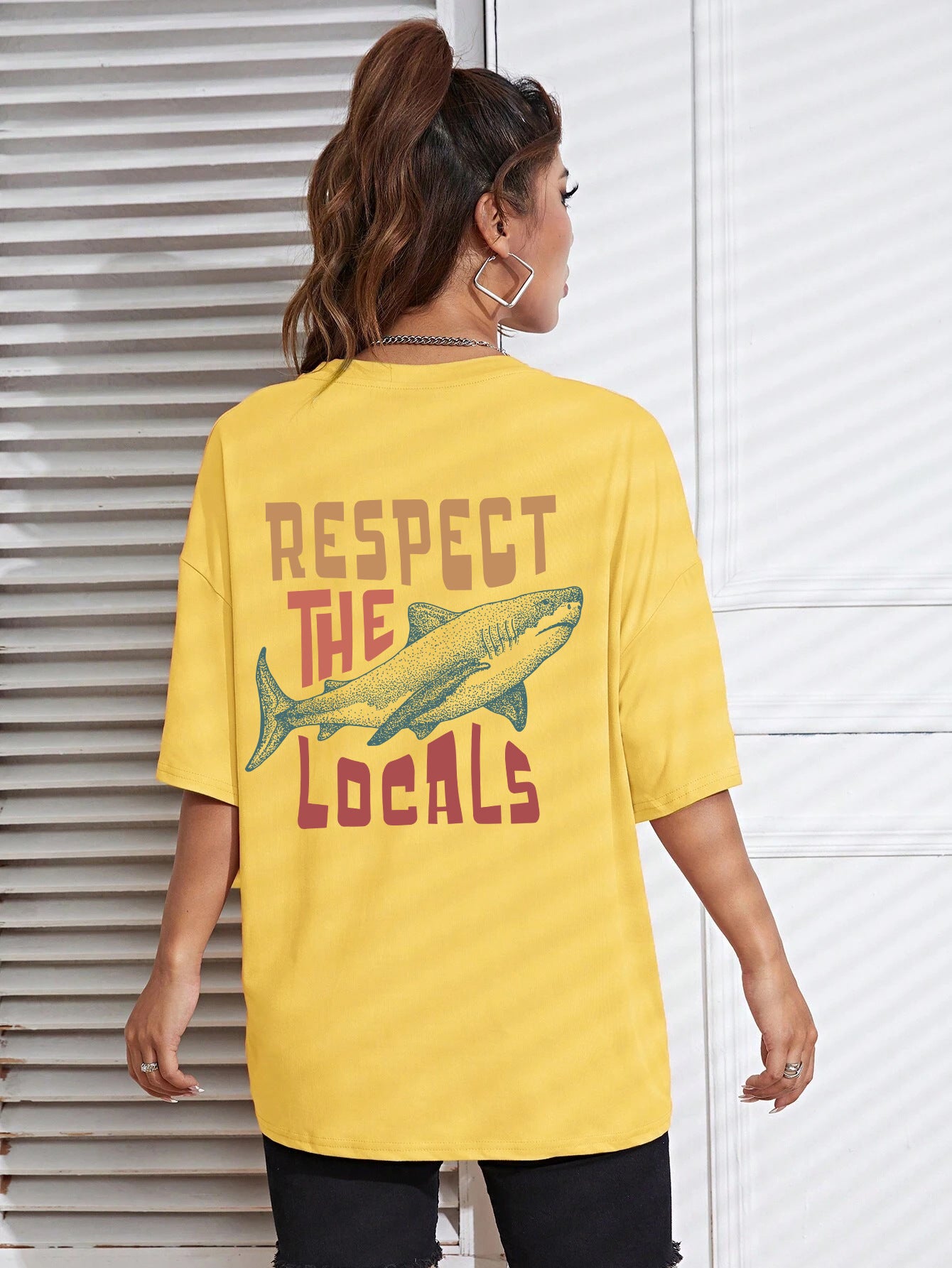 Respect The Locals Shark T-Shirt for Women – Street Style Cotton Graphic Tee