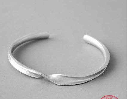 Twisted 925 Sterling Silver Women's Bracelet – White Gold Personality Jewelry
