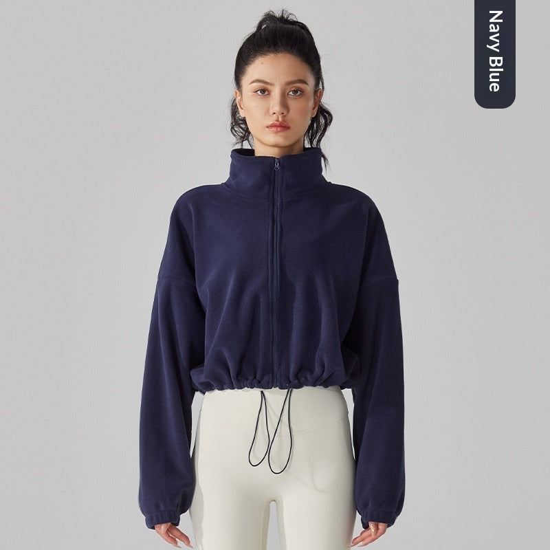 Women’s Fleece-Lined Sport Jacket – Warm Zip Cardigan for Fall & Winter