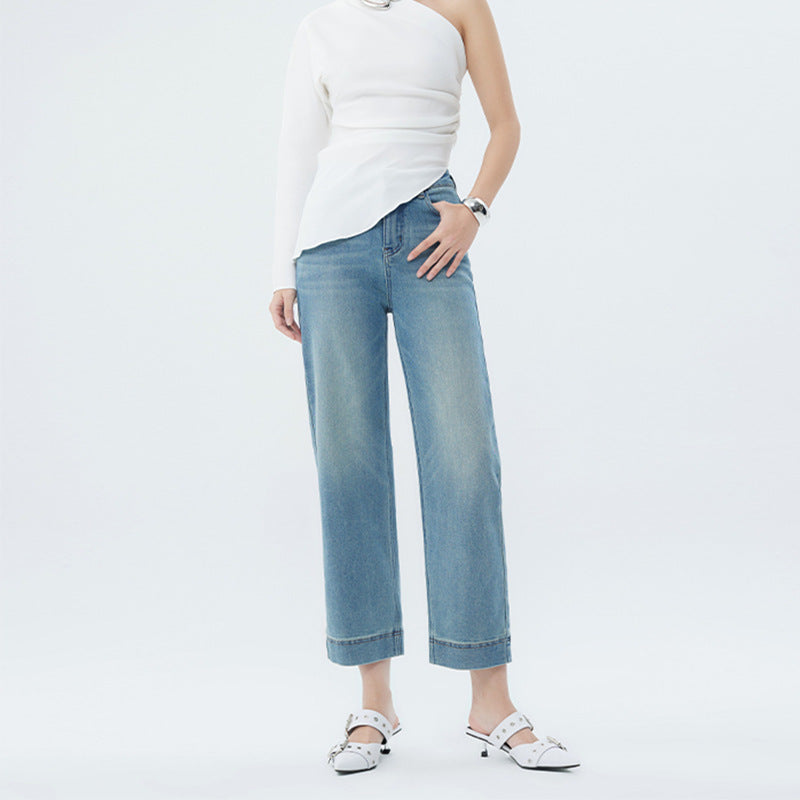Women’s Light Blue Jeans – Fashion Spring Denim Pants with Slim Fit Stretch