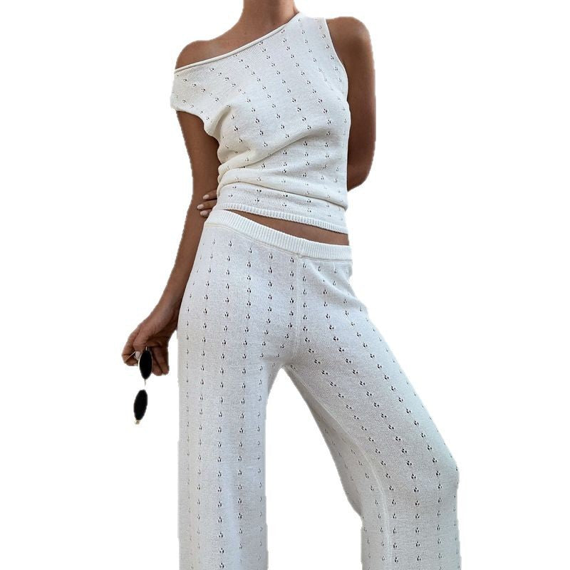 Women’s Sleeveless Tank & Pants Set – Casual Knit Outfit