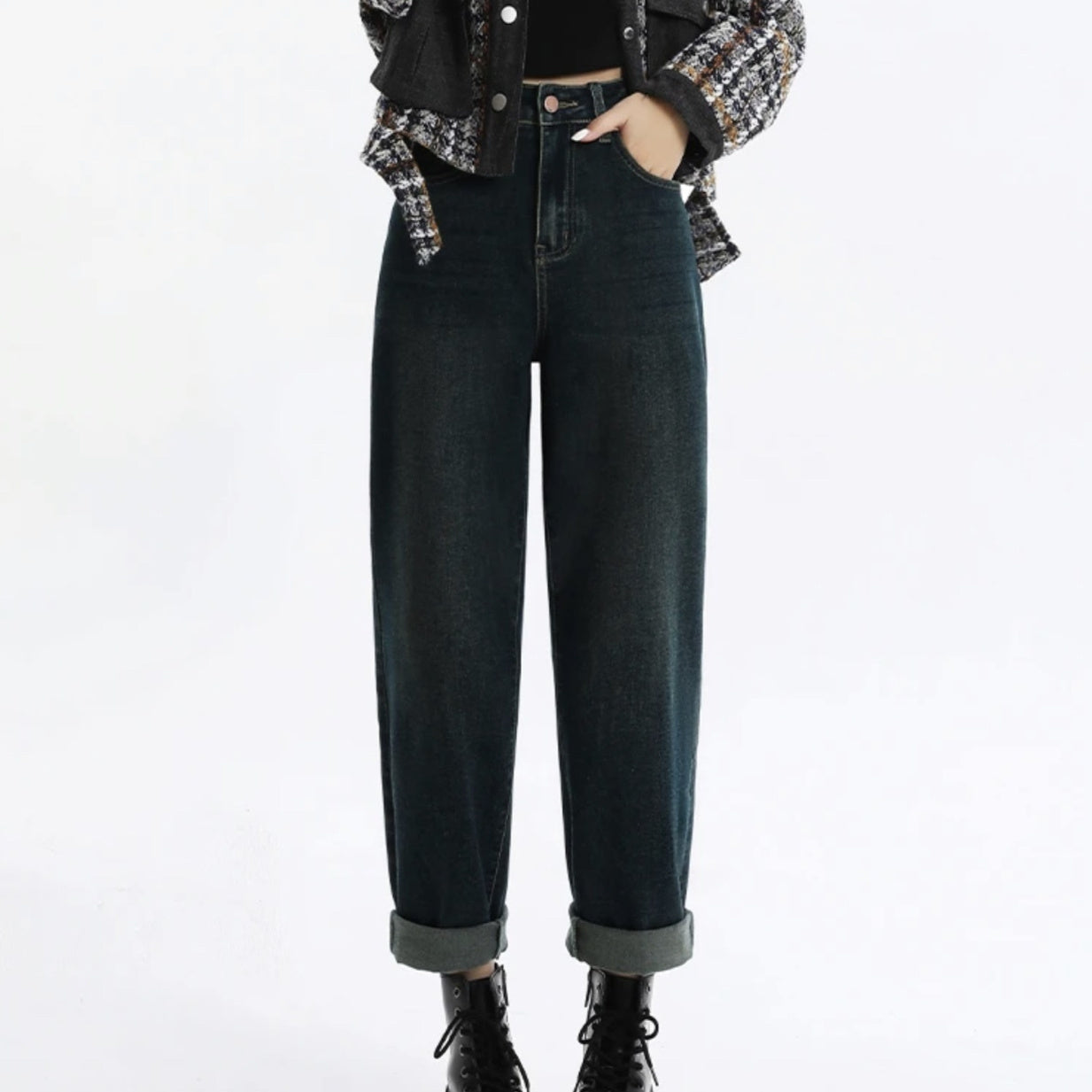 Women’s Casual Denim Jeans – All-Match Cotton Pants in Prussian & Textured Blue