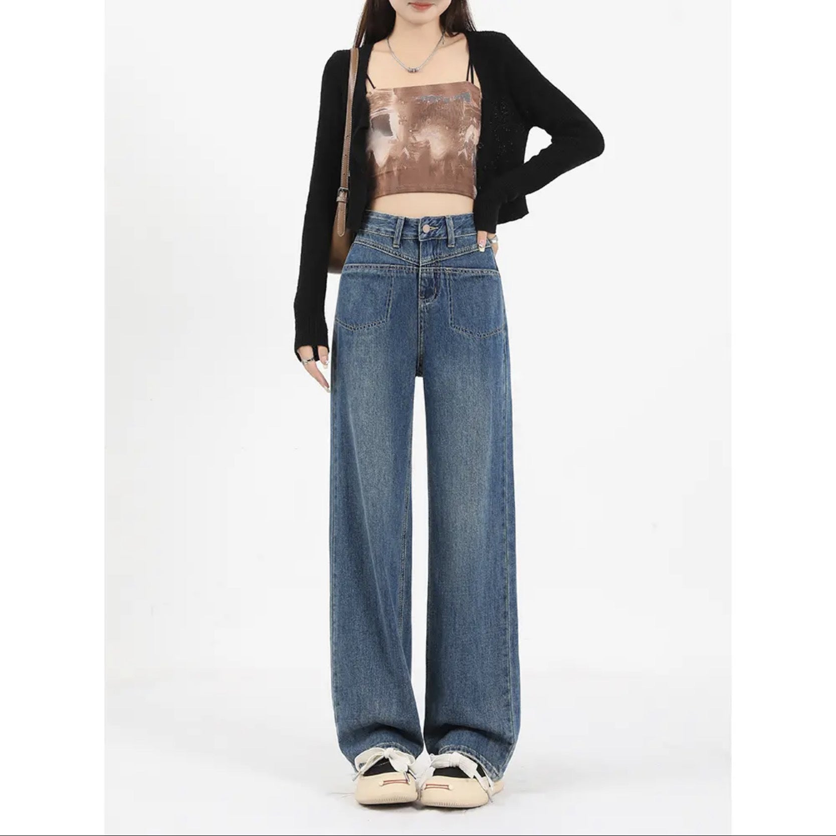 Women’s High-Waist Loose Jeans – Relaxed Fit Denim