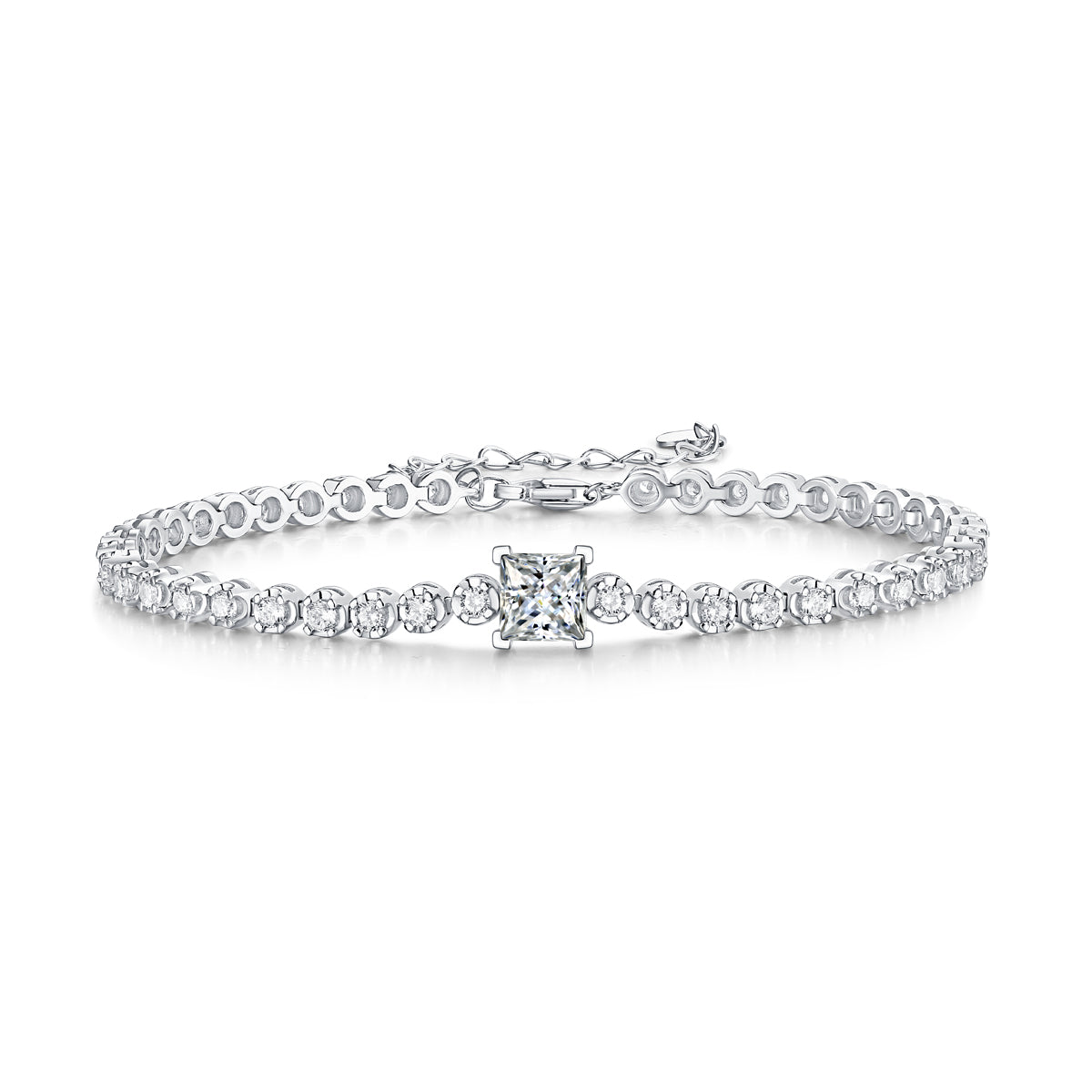 Luxury Moissanite Bracelet S925 Silver – Square Cut Diamond Look Elegant Women’s Jewelry