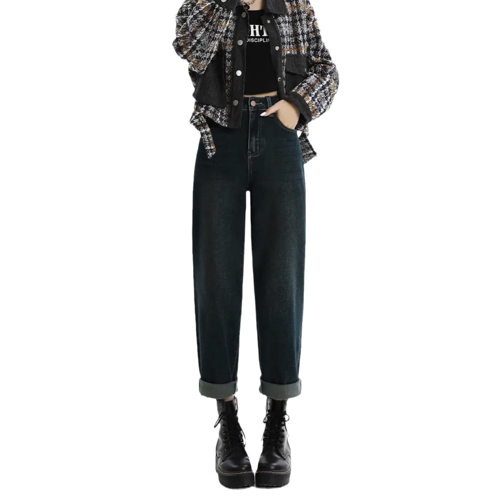 Women’s Casual Denim Jeans – All-Match Cotton Pants in Prussian & Textured Blue