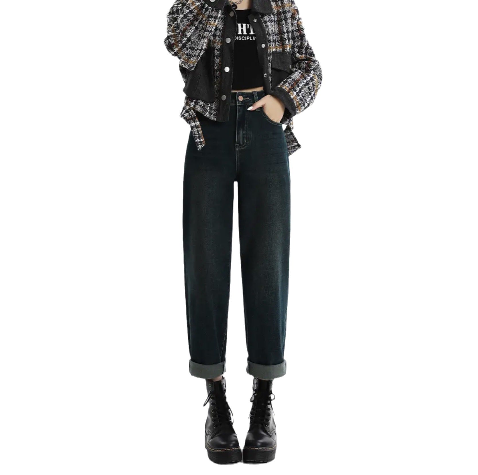 Women’s Casual Denim Jeans – All-Match Cotton Pants in Prussian & Textured Blue