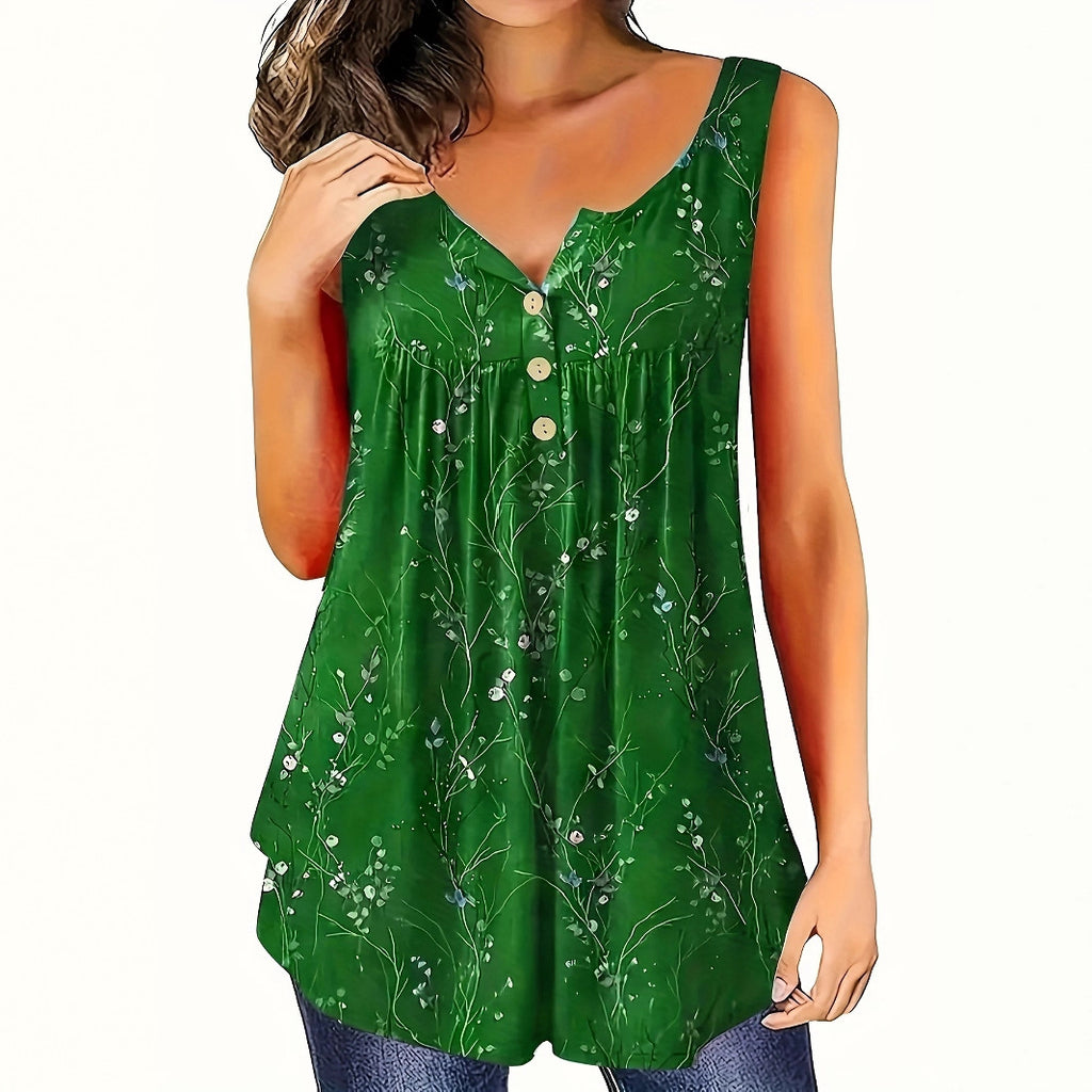 Elegant Floral Strapless Women’s Top – Stylish A-Line Sleeveless Blouse