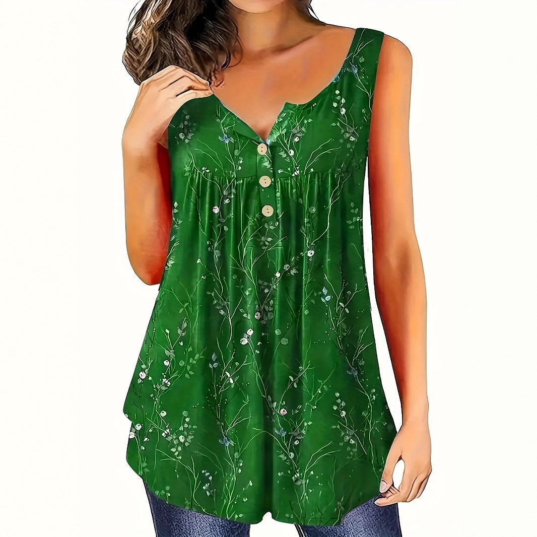 Elegant Floral Strapless Women’s Top – Stylish A-Line Sleeveless Blouse