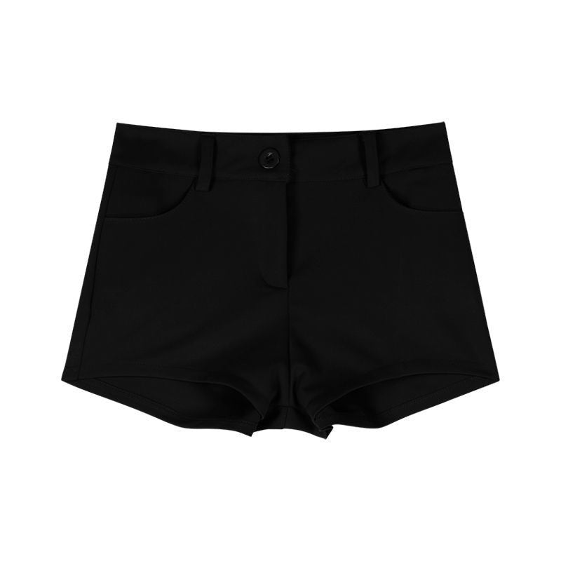 High-Waist Ultra-Short Shorts – Button Detail Elegant Women's Shorts