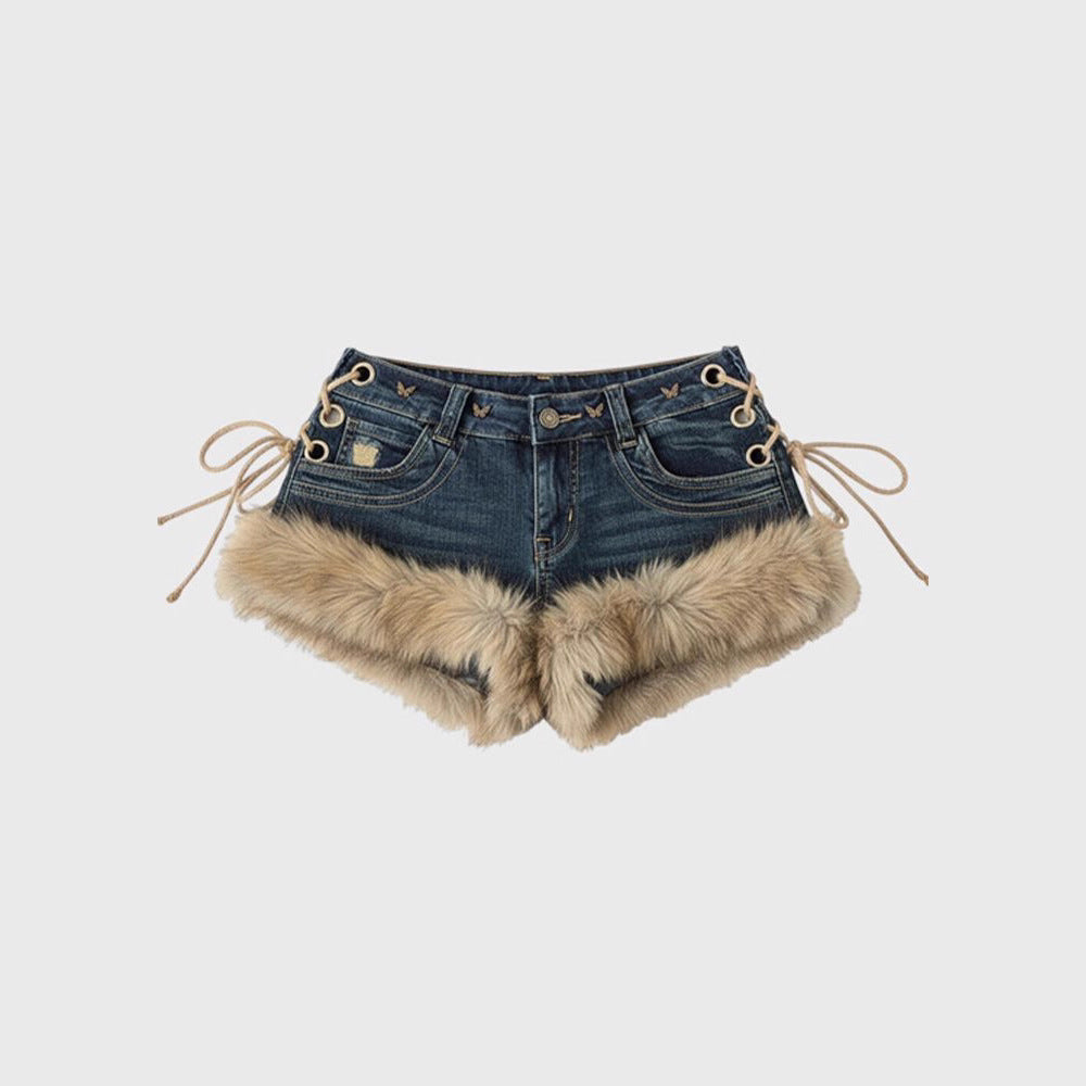 Women’s Patchwork Micro Shorts – Punk Low-Rise Style