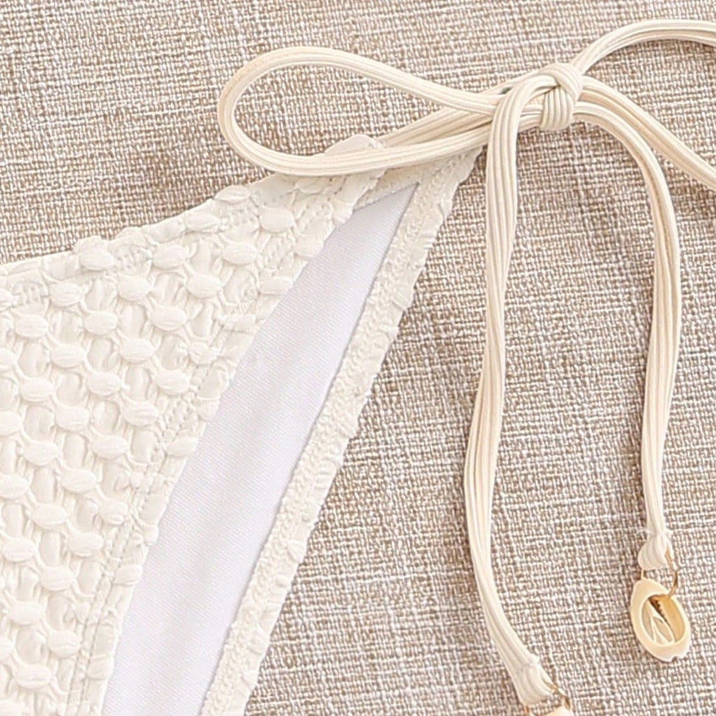 Women’s Shell Design Bikini Set – Minimalist Beige Swimwear