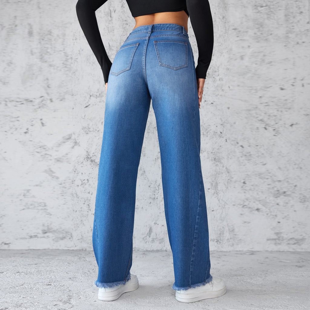 Women’s High Waist Wide Leg Jeans – Straight Fit Casual Denim Pants