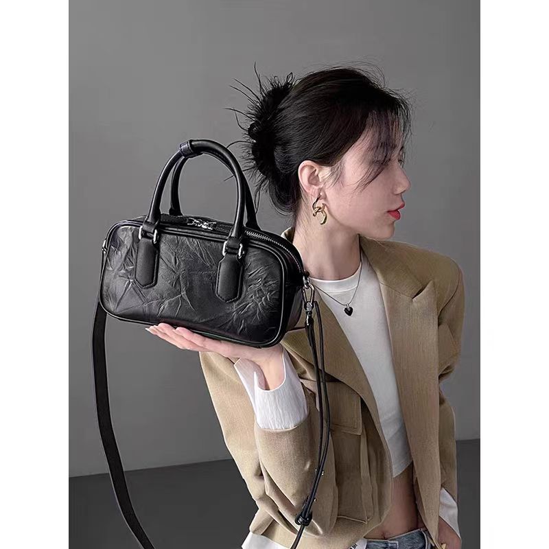 Women’s Retro Pillow Crossbody Bag – Genuine Leather Handbag