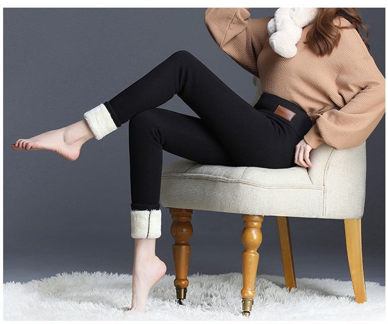 Women’s Lamb Wool Leggings – Warm Fleece Lined Stretch Winter Pants