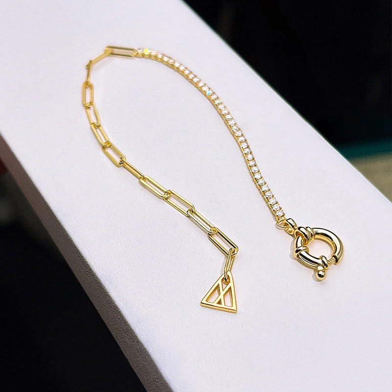 Geometric 925 Silver Women's Bracelet – Gold & White Gold Electroplated Trendy Jewelry