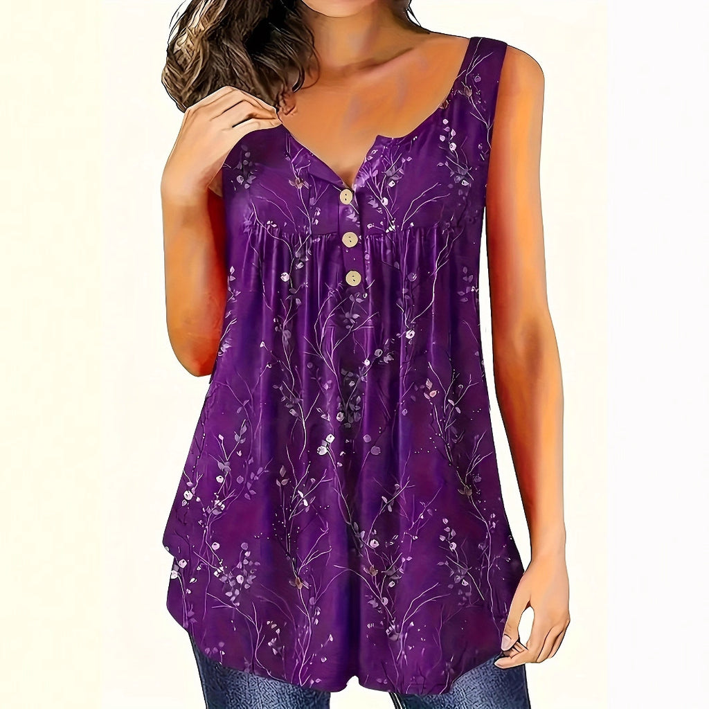 Elegant Floral Strapless Women’s Top – Stylish A-Line Sleeveless Blouse