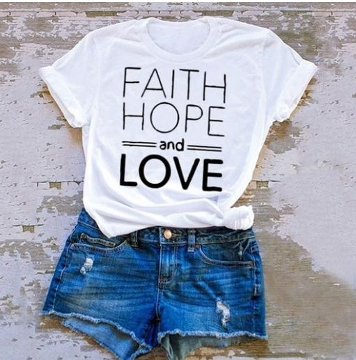 Faith Hope Love Graphic T-Shirt – Unisex Cotton Street Style Tee