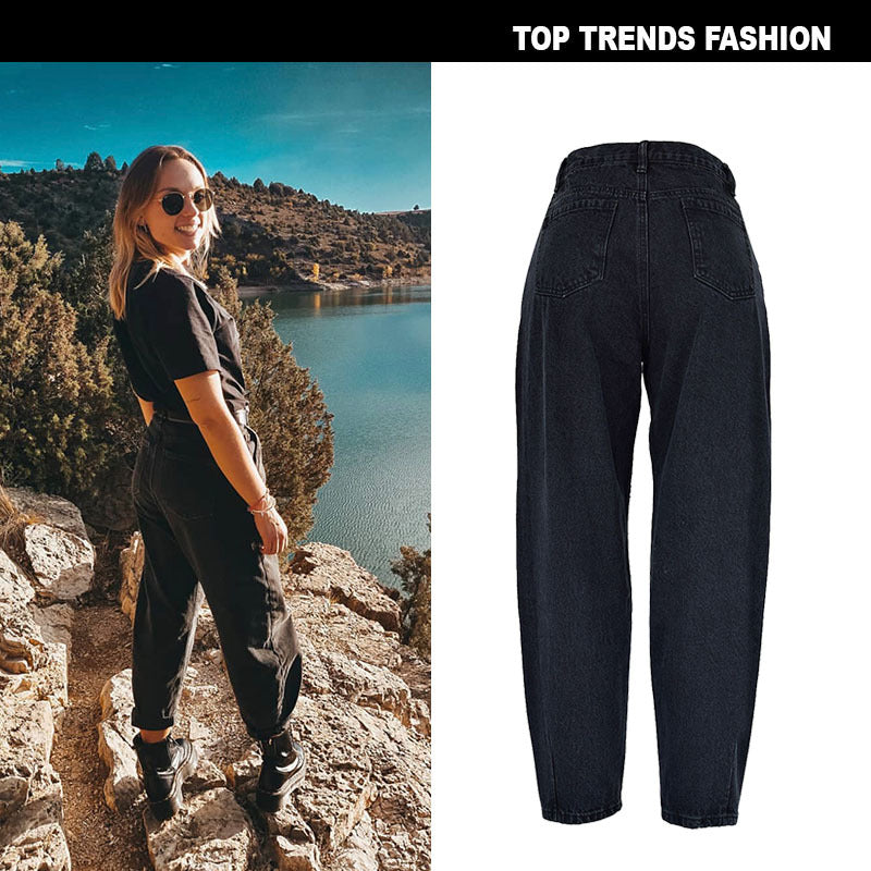 Women’s High-Waist Baggy Denim Trousers