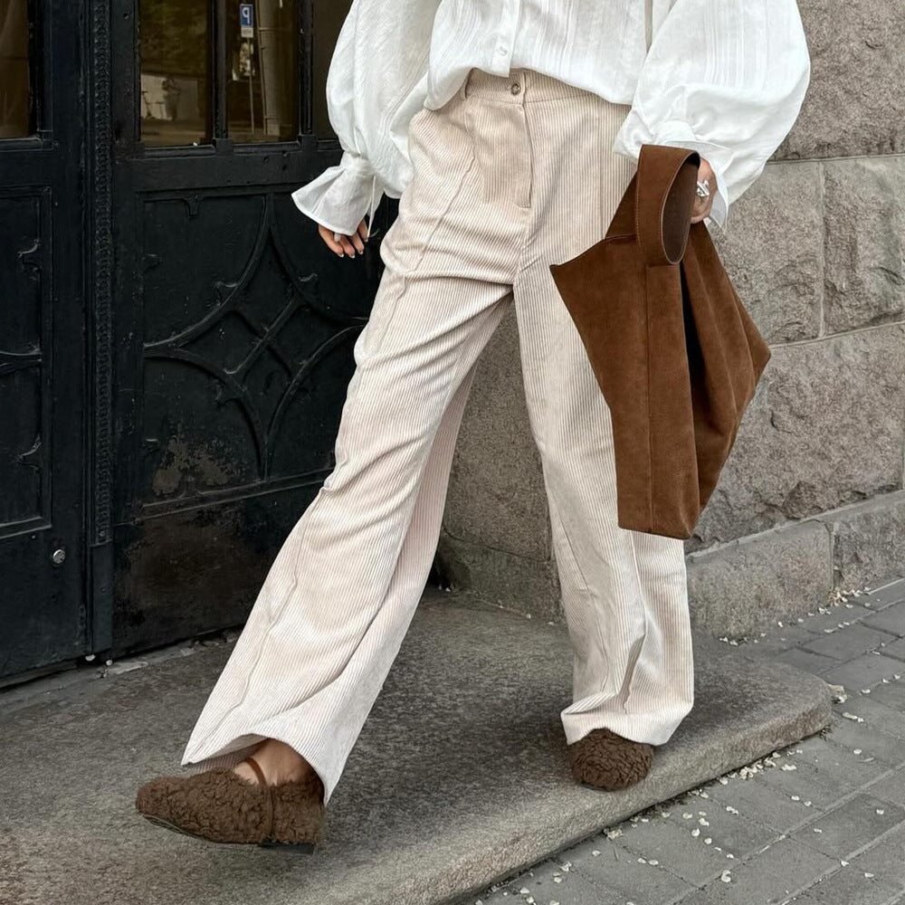 Women’s Retro Wide-Leg Trousers – Casual Korean Style