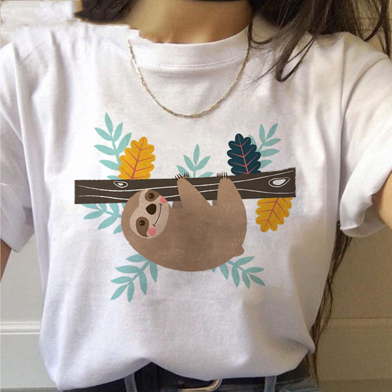 Kawaii Sloth Printed Women’s T-Shirt – Cute Casual Street Style Tee