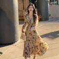 Butterfly Floral Chiffon Dress – Gothic Patchwork Mid-Length Streetwear
