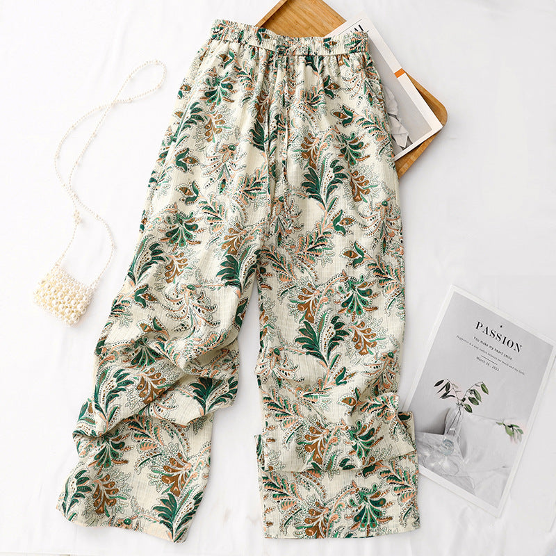 Women’s Cotton Linen Wide-Leg Pants – Elastic Waist Breathable Trousers for Relaxed Summer Style