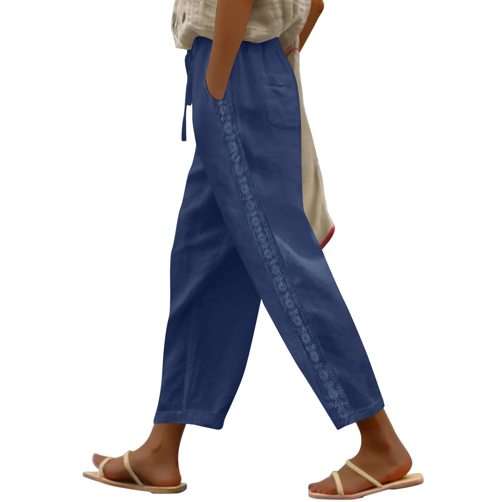 Women’s Wide-Leg Casual Pants – Elastic Waist Drawstring Loose Fit Trousers for Everyday Comfort