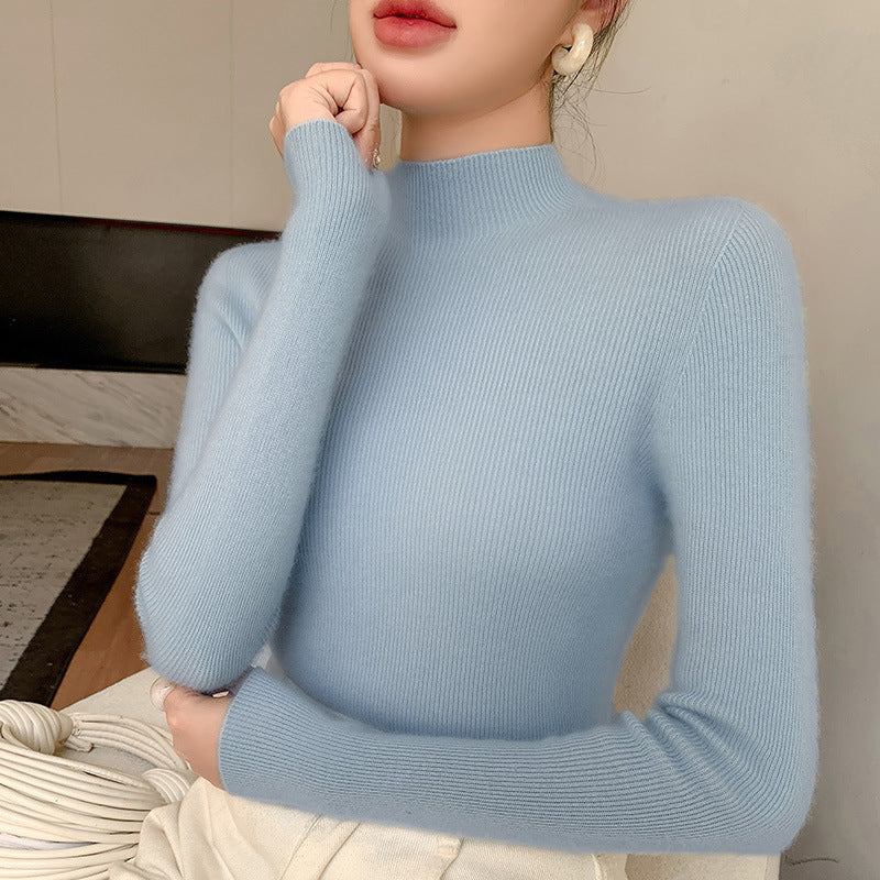 Women’s Seamless Wool Sweater – Slim Fit Thick Pullover