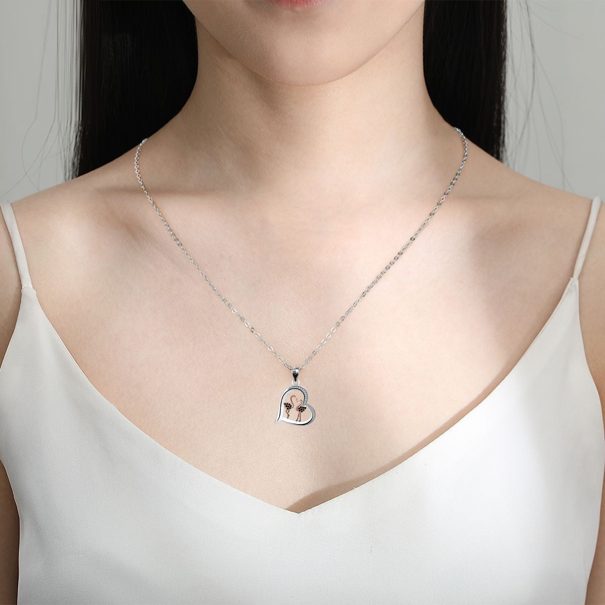 Swan Heart Love Necklace for Women – Rose Gold Electroplated Romantic Jewelry