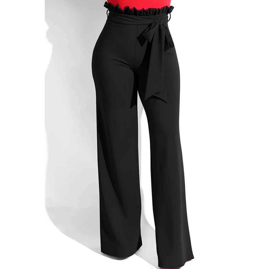 Women’s Wide Leg Casual Trousers – Loose Fit Mid Rise Flared Pants