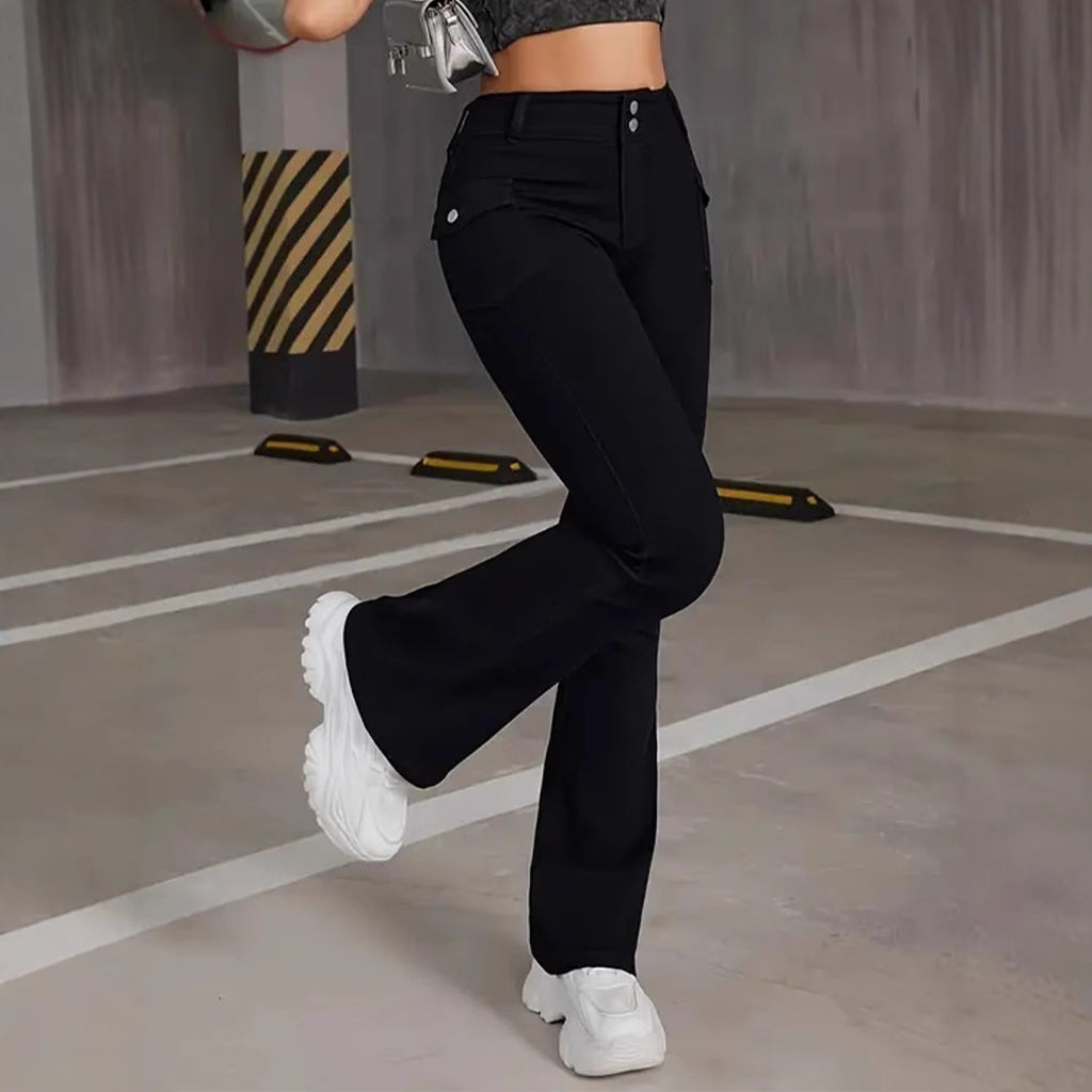 Women’s Low-Rise Flared Jeans – Slim Fit Stretch Denim Pants for Modern Casual Style