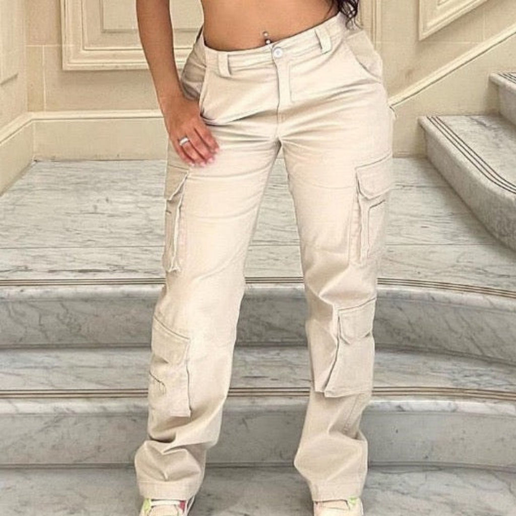 Women’s Workwear Denim Pants – Casual Low Waist Trendy Trousers