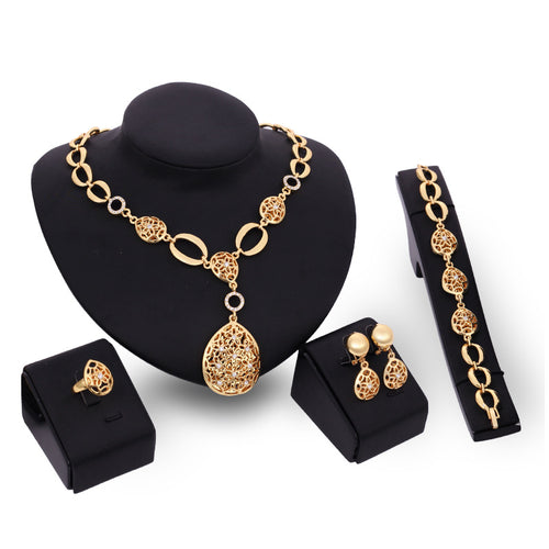 Elegant 4-Piece Jewelry Set – Necklace, Earrings, Bracelet & Ring