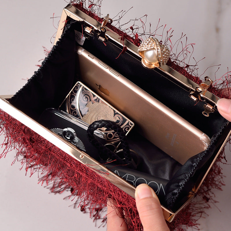 Women’s Tassel Evening Bag | Cylinder Party Handbag