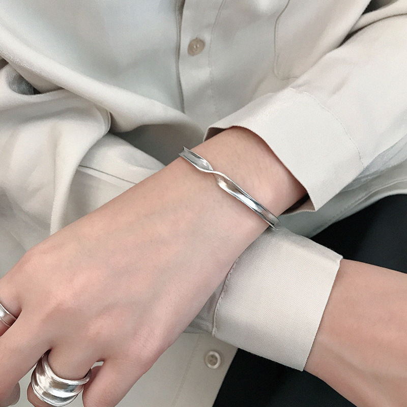 Twisted 925 Sterling Silver Women's Bracelet – White Gold Personality Jewelry