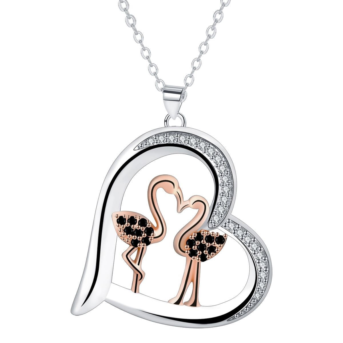 Swan Heart Love Necklace for Women – Rose Gold Electroplated Romantic Jewelry