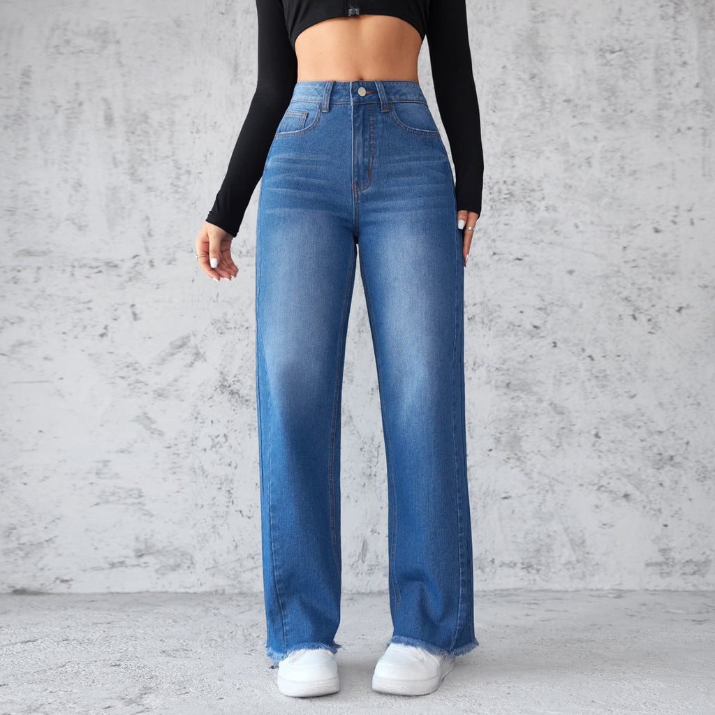 Women’s High Waist Wide Leg Jeans – Straight Fit Casual Denim Pants