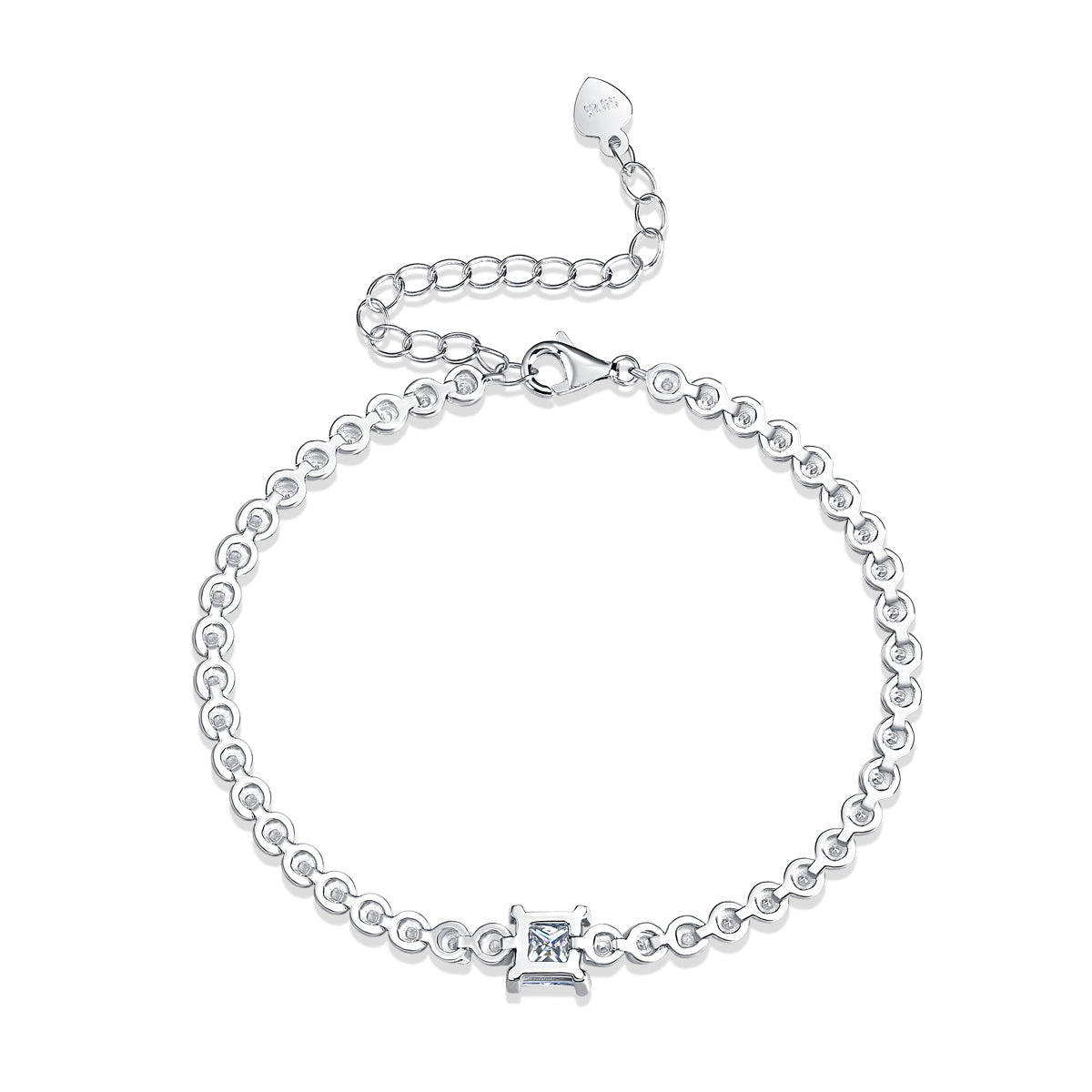 Luxury Moissanite Bracelet S925 Silver – Square Cut Diamond Look Elegant Women’s Jewelry