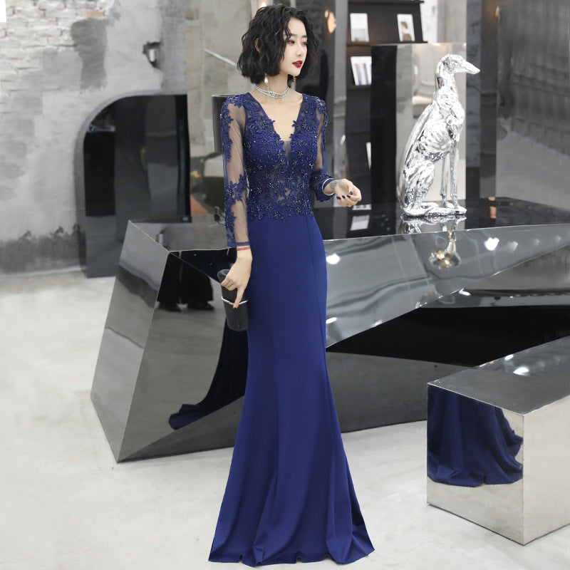 Women’s Elegant Evening Dress – High Waist Solid Color Party Dress