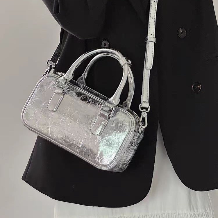 Women’s Retro Pillow Crossbody Bag – Genuine Leather Handbag