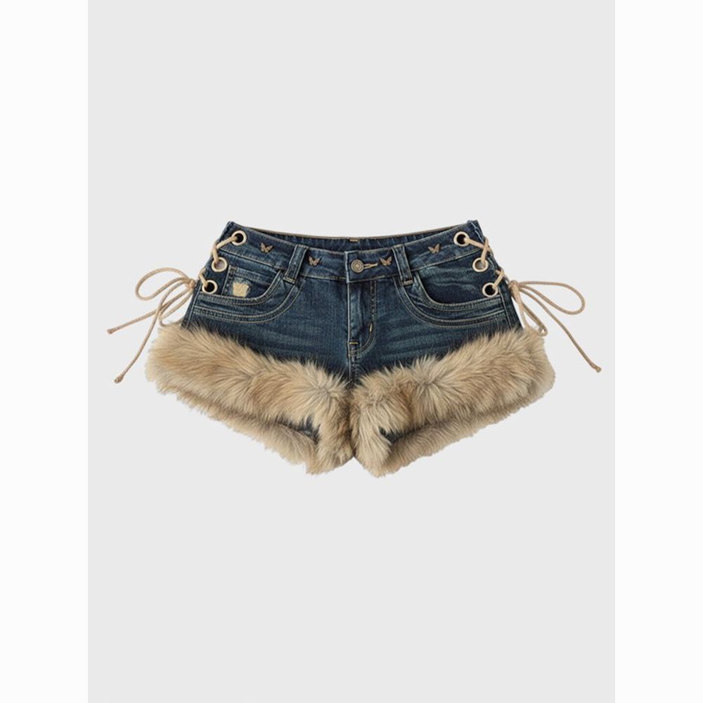 Women’s Patchwork Micro Shorts – Punk Low-Rise Style