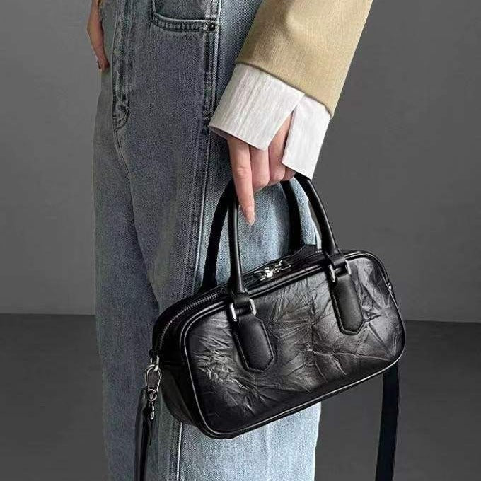 Women’s Retro Pillow Crossbody Bag – Genuine Leather Handbag