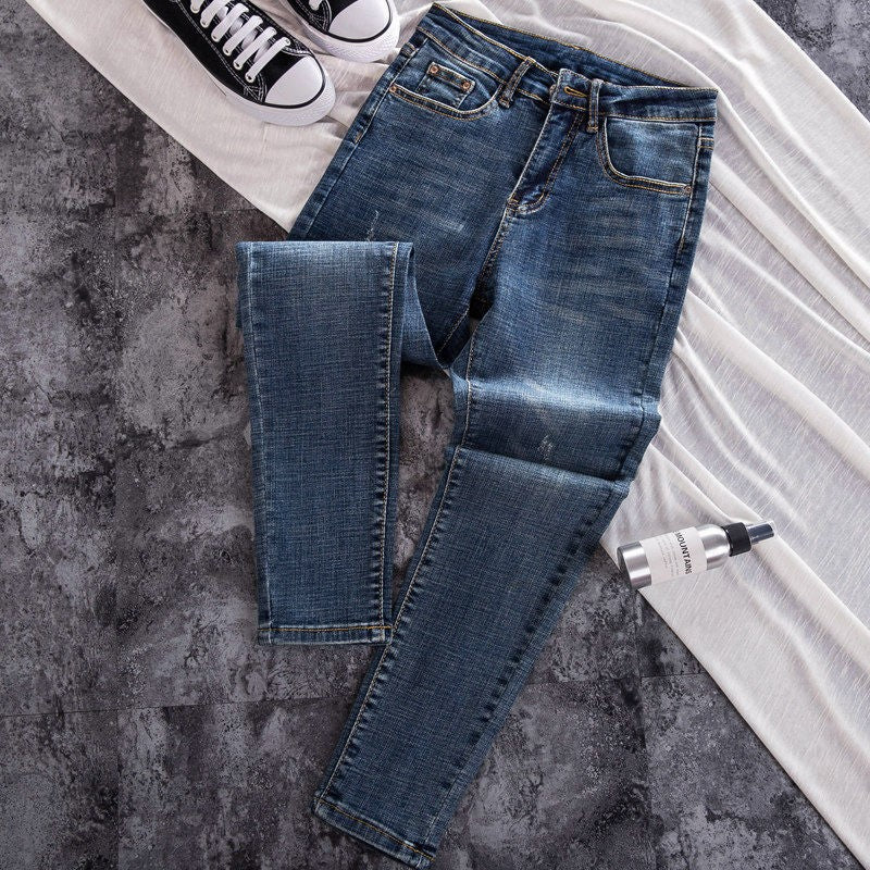 Women’s High Waist Jeans – Cropped & Full Length Denim Pants Retro Slim Fit