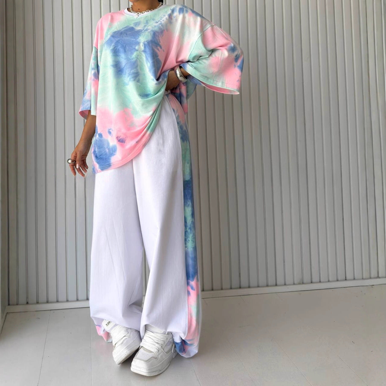Women’s Tie-Dye Crew-Neck T-Shirt & Pants Set