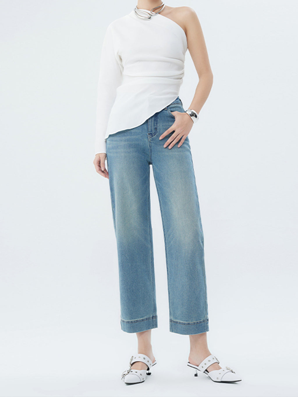 Women’s Light Blue Jeans – Fashion Spring Denim Pants with Slim Fit Stretch