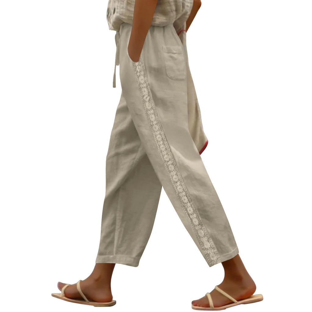 Women’s Wide-Leg Casual Pants – Elastic Waist Drawstring Loose Fit Trousers for Everyday Comfort