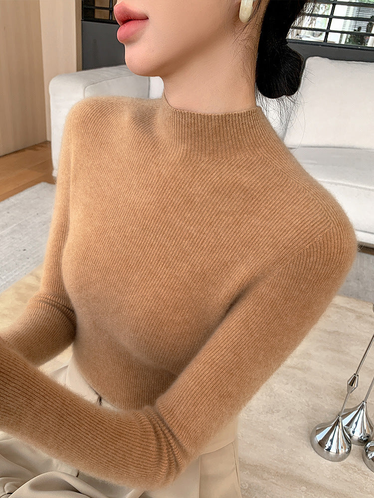 Women’s Seamless Wool Sweater – Slim Fit Thick Pullover