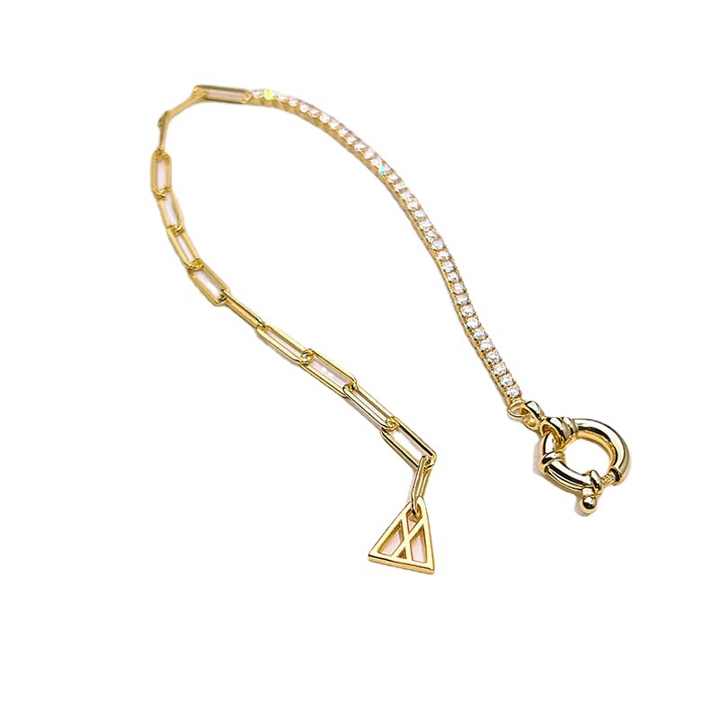 Geometric 925 Silver Women's Bracelet – Gold & White Gold Electroplated Trendy Jewelry