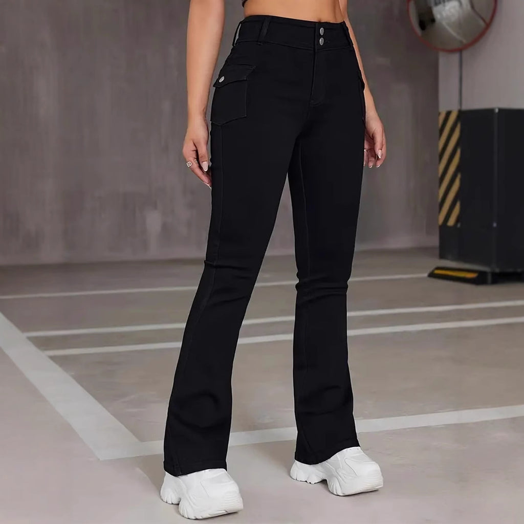 Women’s Low-Rise Flared Jeans – Slim Fit Stretch Denim Pants for Modern Casual Style